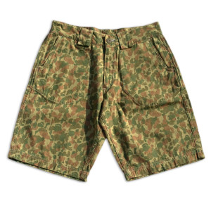 branded denim camo shorts