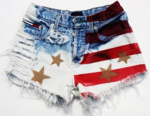 patriotic denim American flag shorts