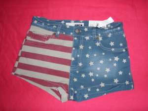 simple American flag shorts denim