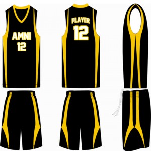 custom black and yellow basketball uniforms